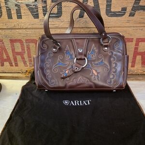 Ariat Brown Embroidered Leather Satchel